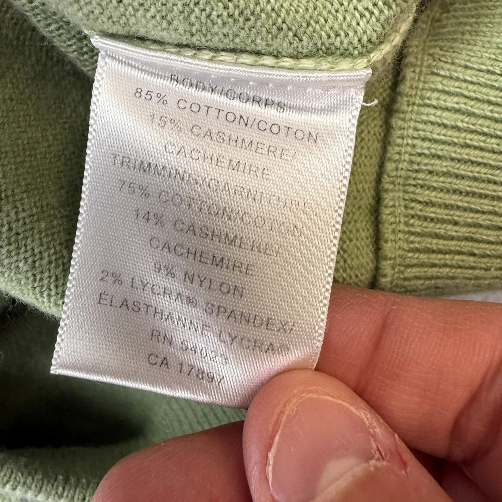 Banana Republic Sweater‎ Mens Large Green Cotton Cashmere V-Neck Knit Pullover